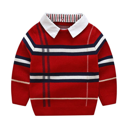 Plaid Perfection: Boys' Jacquard Sweater – Trendsetting Style for Every Young Gentleman! - The Little Big Store