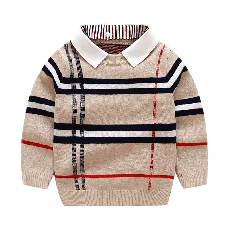 Plaid Perfection: Boys' Jacquard Sweater – Trendsetting Style for Every Young Gentleman! - The Little Big Store