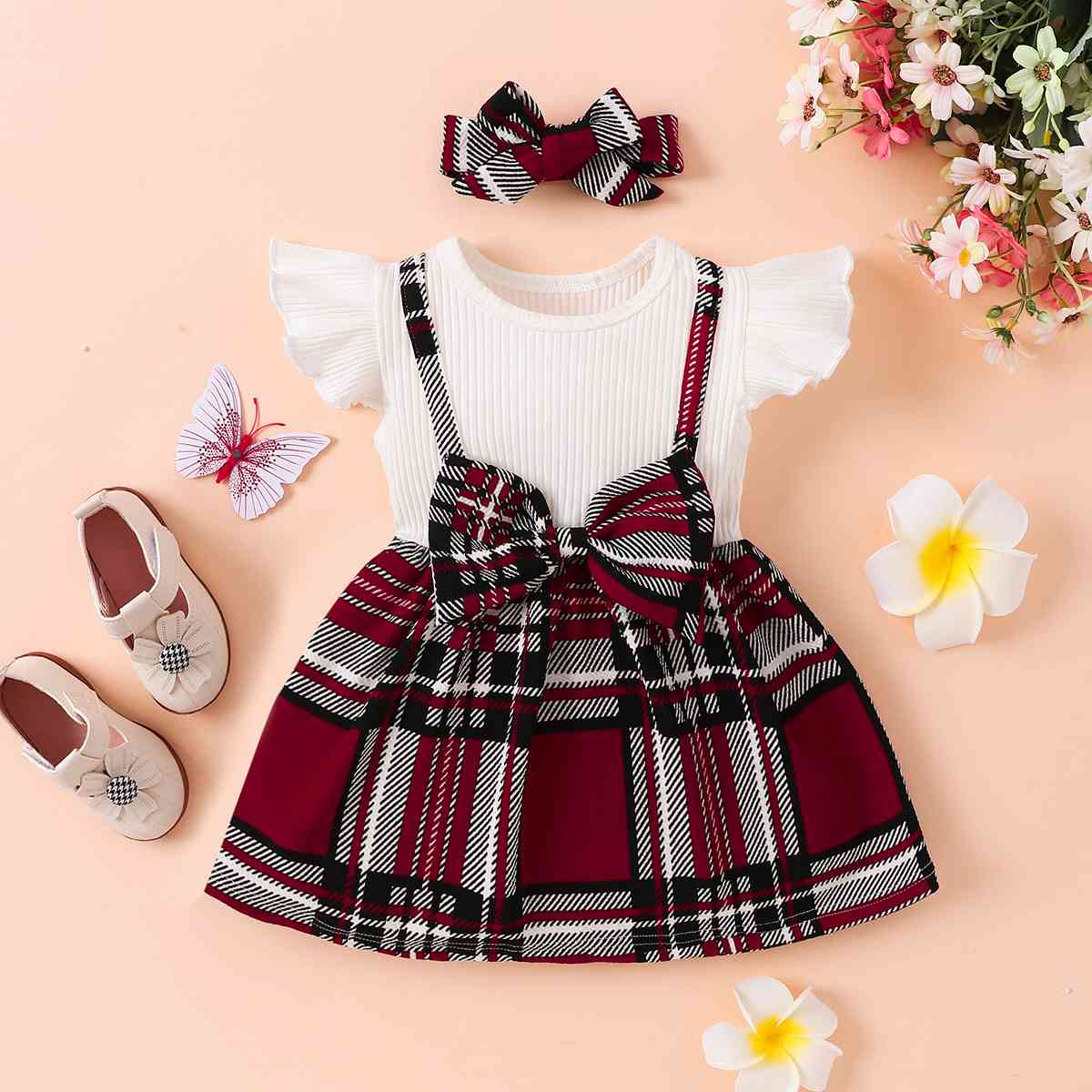 Plaid Print Bow Detail Dress - The Little Big Store