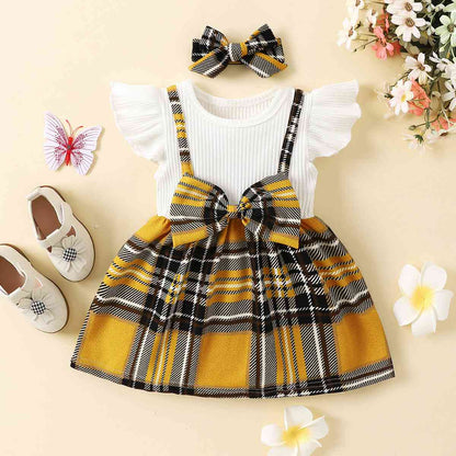 Plaid Print Bow Detail Dress - The Little Big Store