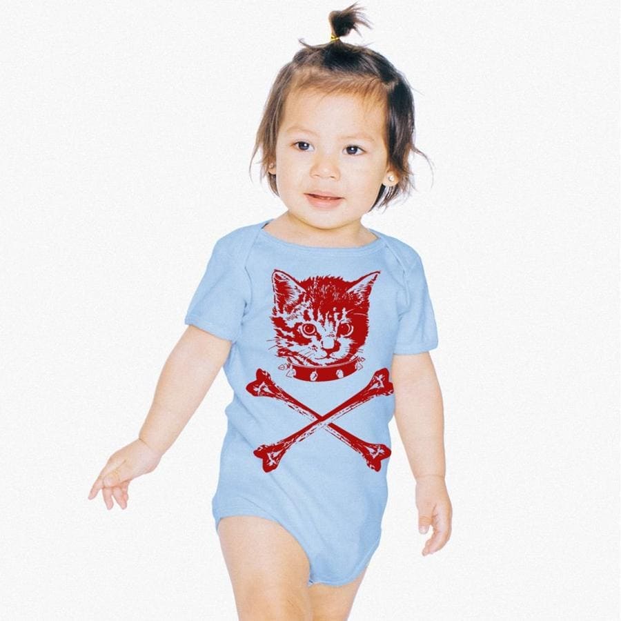 Purr-fectly Adorable: Kitten Crossbones Onesie for Your Little Rebel! - The Little Big Store