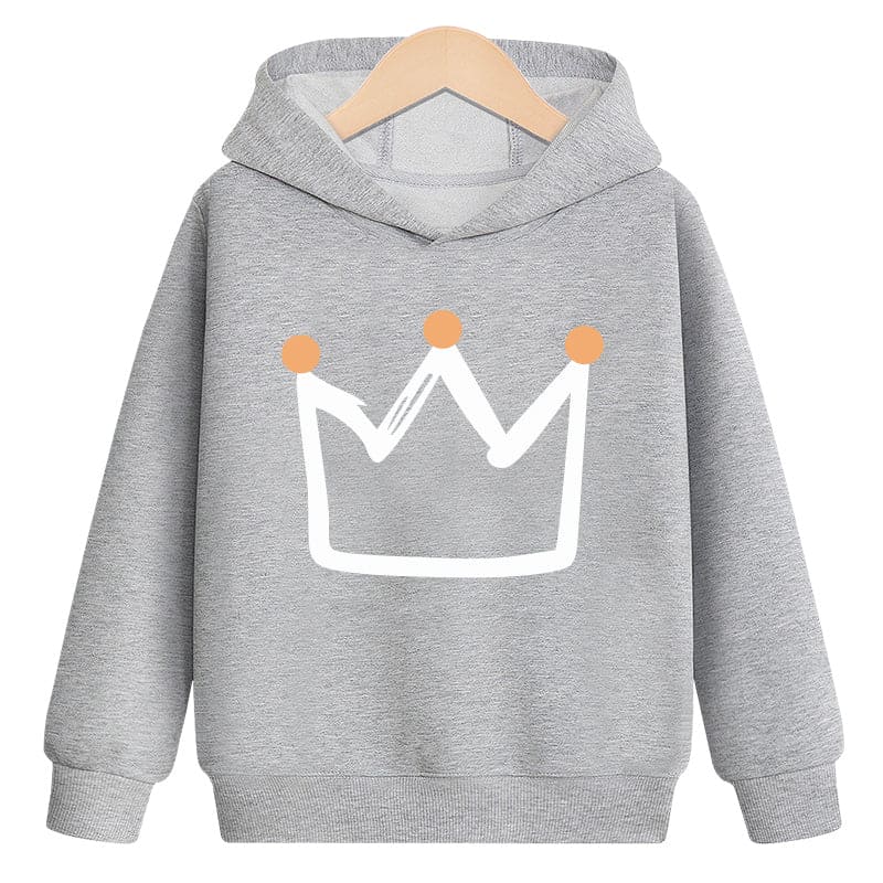 Regal Warmth: Crown Hooded Plus Velvet Sweatshirt – Royally Cozy Chic for Every Little Monarch! - The Little Big Store