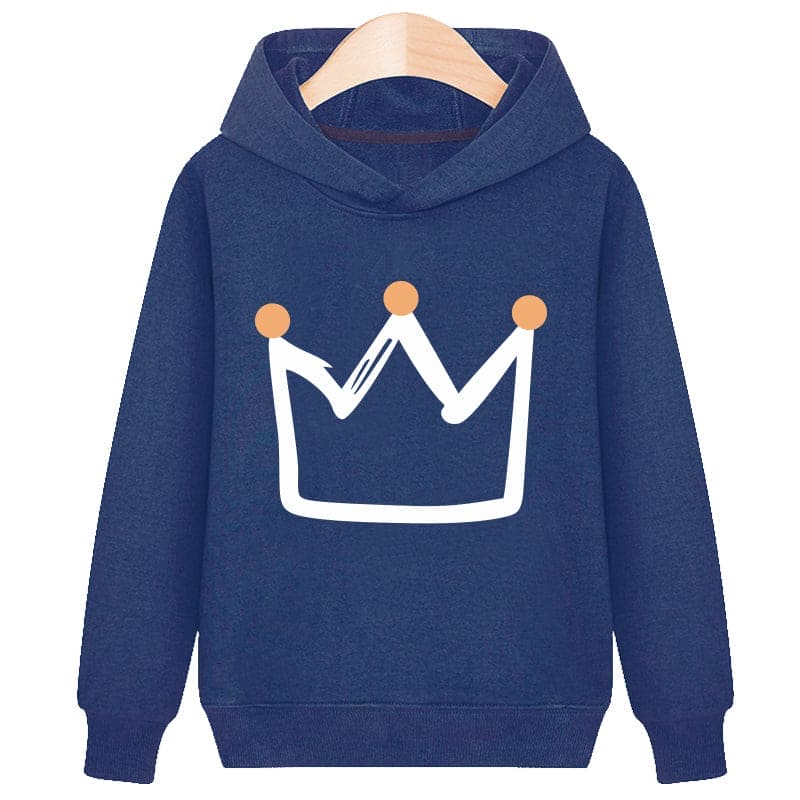 Regal Warmth: Crown Hooded Plus Velvet Sweatshirt – Royally Cozy Chic for Every Little Monarch! - The Little Big Store