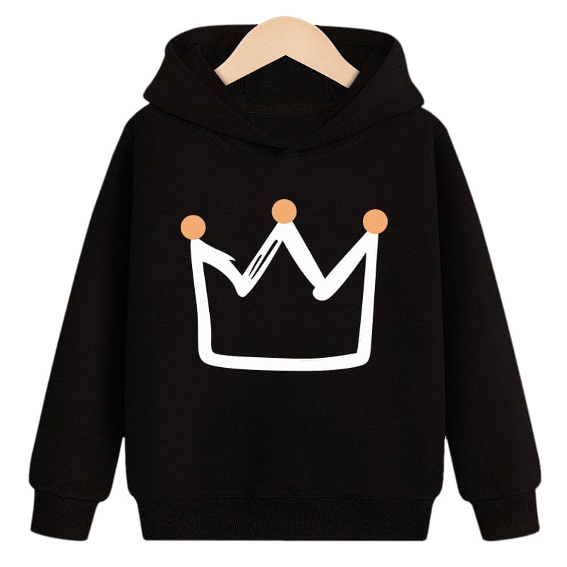 Regal Warmth: Crown Hooded Plus Velvet Sweatshirt – Royally Cozy Chic for Every Little Monarch! - The Little Big Store