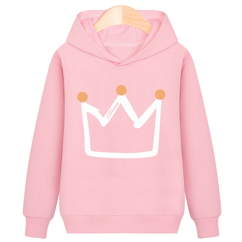 Regal Warmth: Crown Hooded Plus Velvet Sweatshirt – Royally Cozy Chic for Every Little Monarch! - The Little Big Store