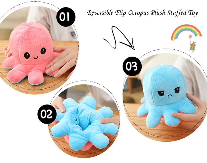 Reversible Flip Octopus Stuffed Plush Doll Soft - The Little Big Store