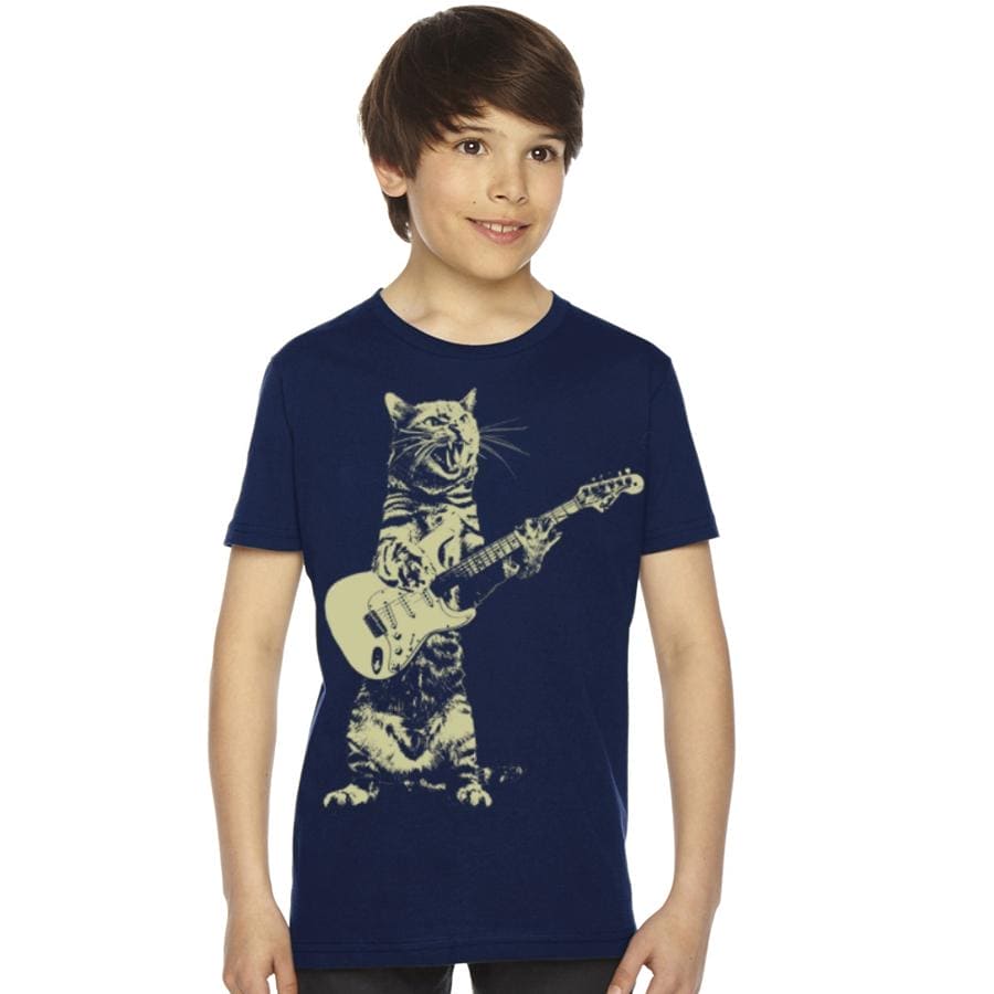 Rockin' Kitty: Kids Cat Playing Guitar T-Shirt - The Little Big Store