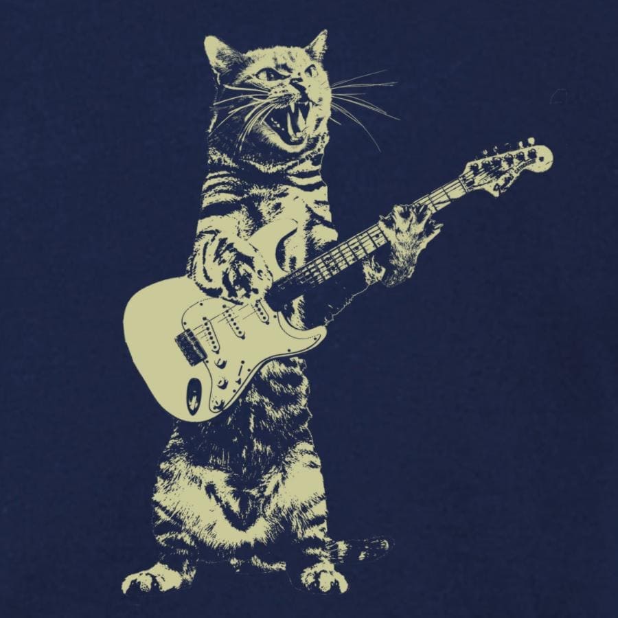 Rockin' Kitty: Kids Cat Playing Guitar T-Shirt - The Little Big Store