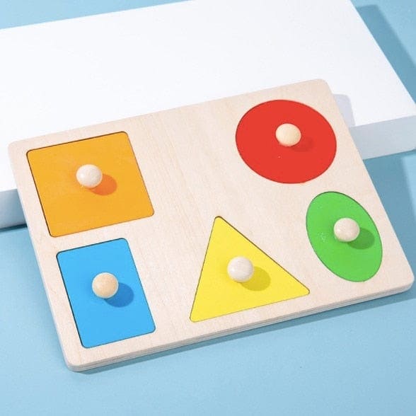 Shapes of Wonder: Baby Geometric Shape Wooden Grasp Board - The Little Big Store