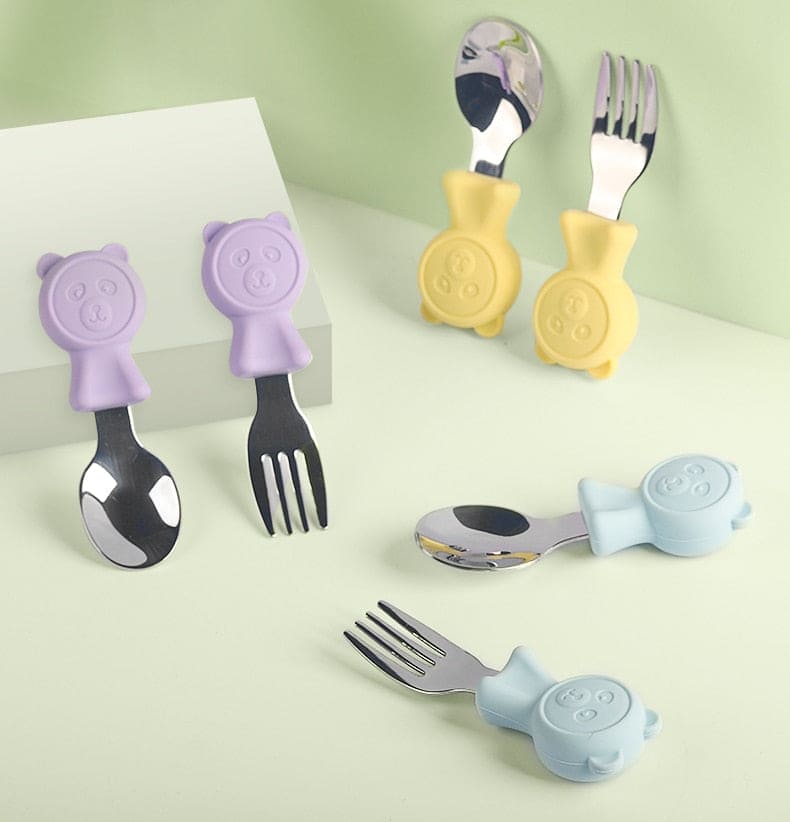 Shine Bright: Stainless Steel Kids Cutlery Set for Happy Mealtimes - The Little Big Store