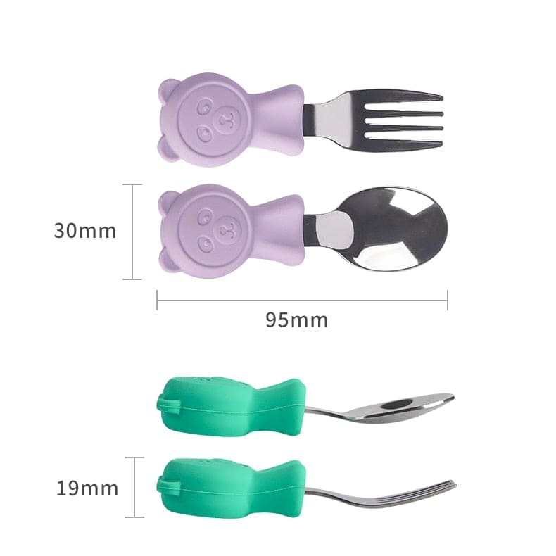 Shine Bright: Stainless Steel Kids Cutlery Set for Happy Mealtimes - The Little Big Store