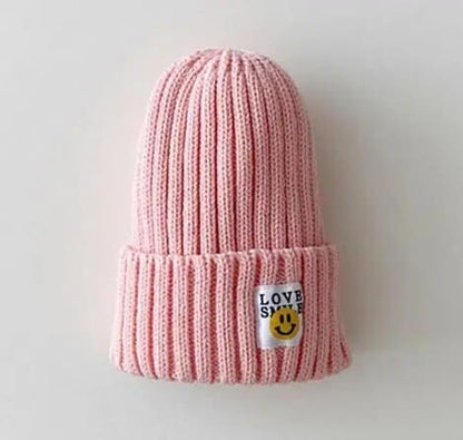 SmileTots: Toddler Ribbed Knit "LOVE SMILE" Beanie - The Little Big Store