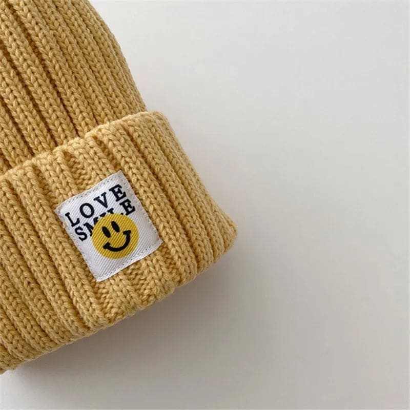 SmileTots: Toddler Ribbed Knit "LOVE SMILE" Beanie - The Little Big Store