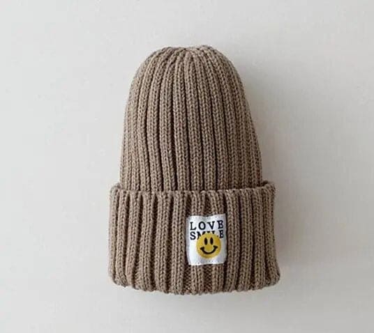 SmileTots: Toddler Ribbed Knit "LOVE SMILE" Beanie - The Little Big Store