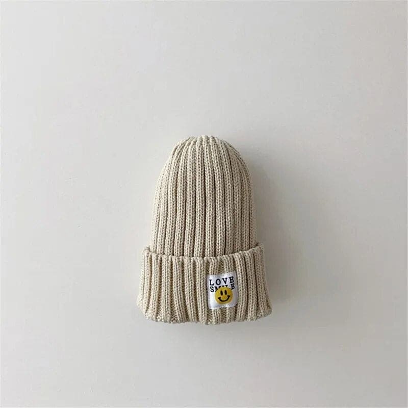 SmileTots: Toddler Ribbed Knit "LOVE SMILE" Beanie - The Little Big Store