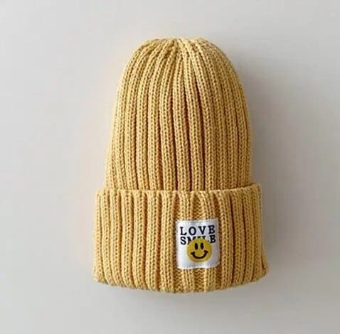 SmileTots: Toddler Ribbed Knit "LOVE SMILE" Beanie - The Little Big Store