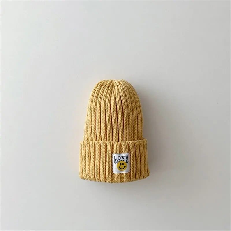 SmileTots: Toddler Ribbed Knit "LOVE SMILE" Beanie - The Little Big Store