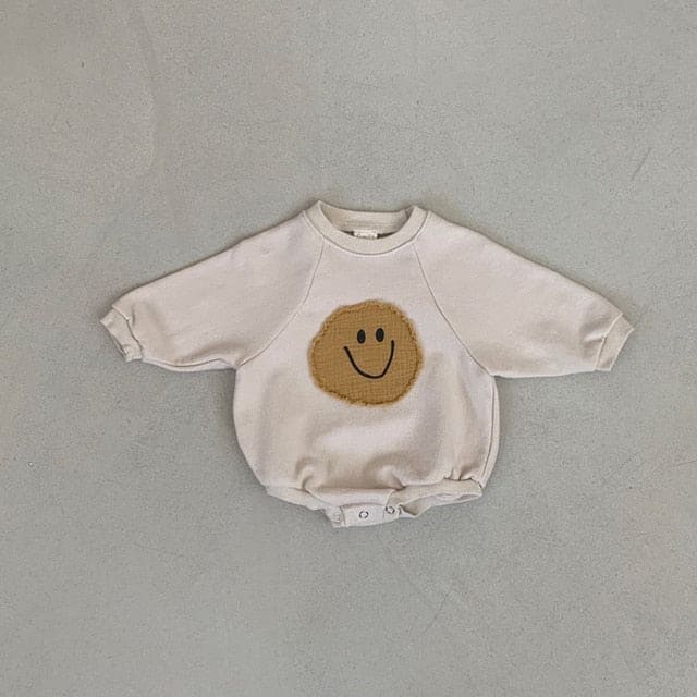 Smiley Face Sweatshirt Baby Romper - The Little Big Store