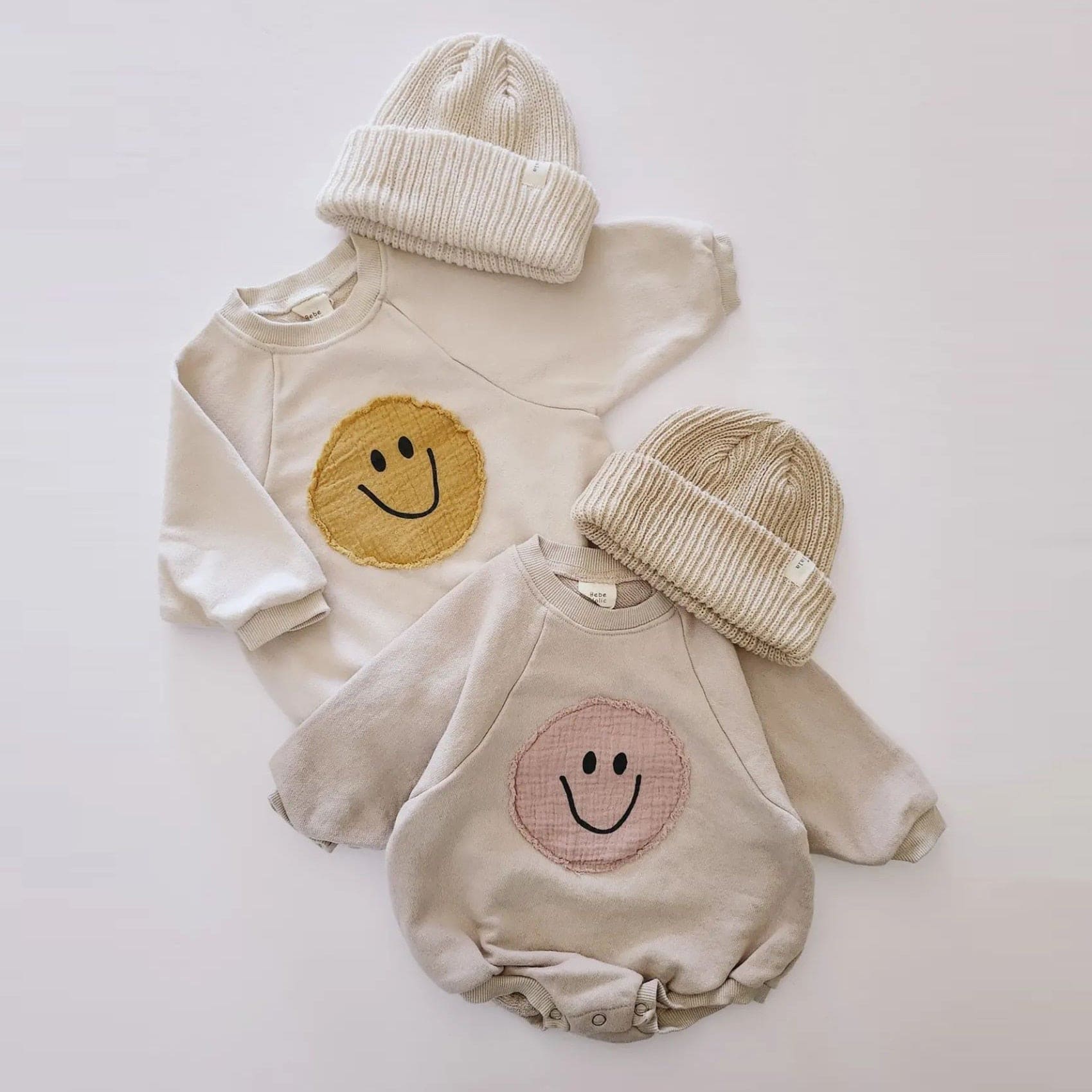 Smiley Face Sweatshirt Baby Romper - The Little Big Store