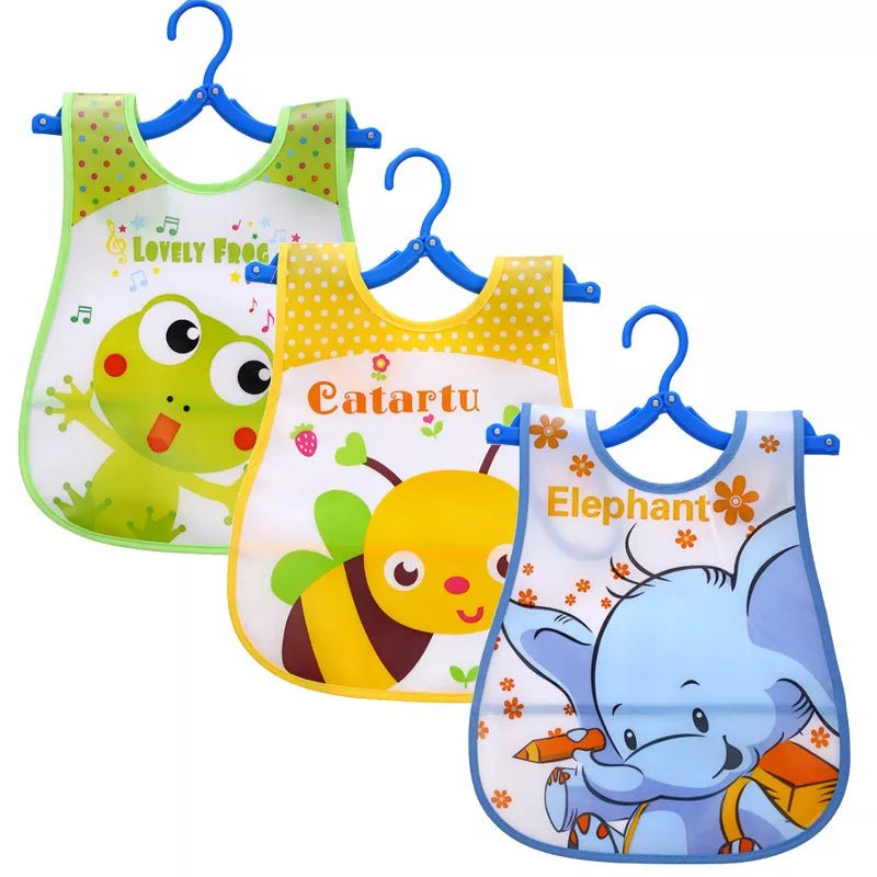 Splashproof Cuties: 3 PCS Cartoon Baby Bib Set - The Little Big Store