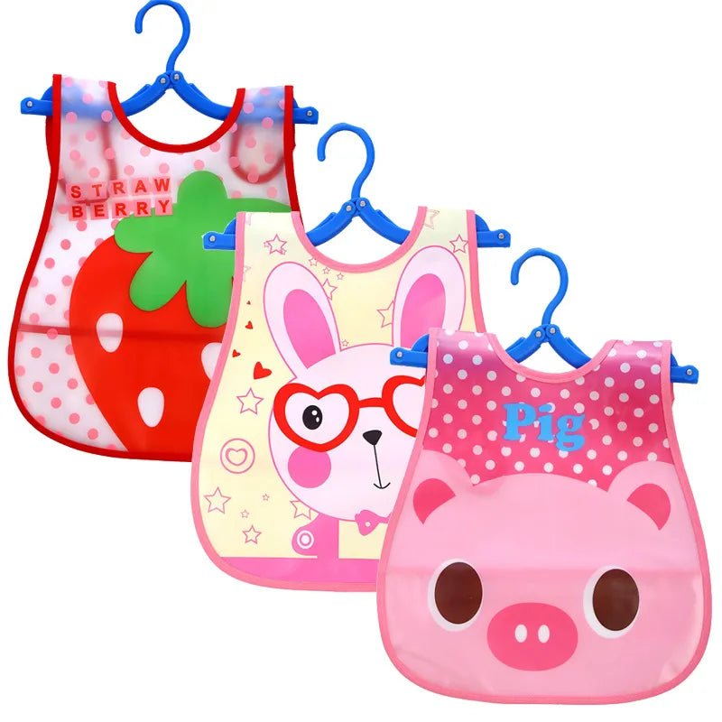 Splashproof Cuties: 3 PCS Cartoon Baby Bib Set - The Little Big Store