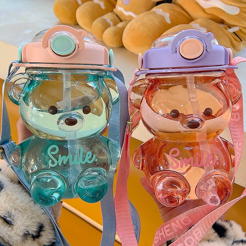 Stay Hydrated with Style: Premium Cute Transparent Bear Water Bottle - The Little Big Store