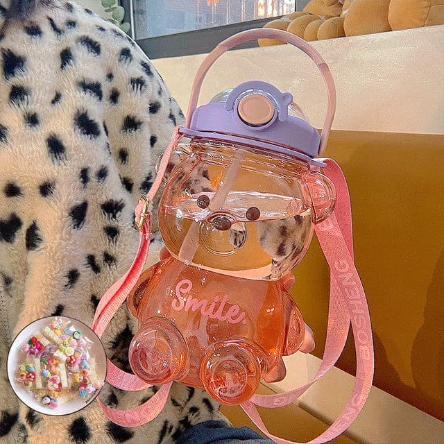 Stay Hydrated with Style: Premium Cute Transparent Bear Water Bottle - The Little Big Store