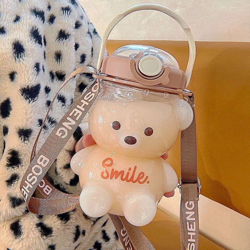 Stay Hydrated with Style: Premium Cute Transparent Bear Water Bottle - The Little Big Store