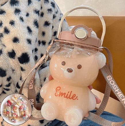 Stay Hydrated with Style: Premium Cute Transparent Bear Water Bottle - The Little Big Store