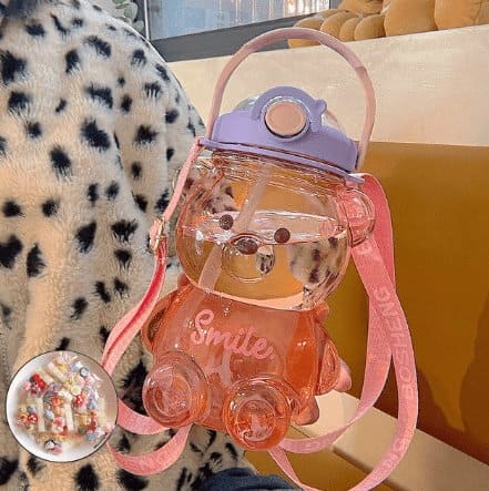 Stay Hydrated with Style: Premium Cute Transparent Bear Water Bottle - The Little Big Store