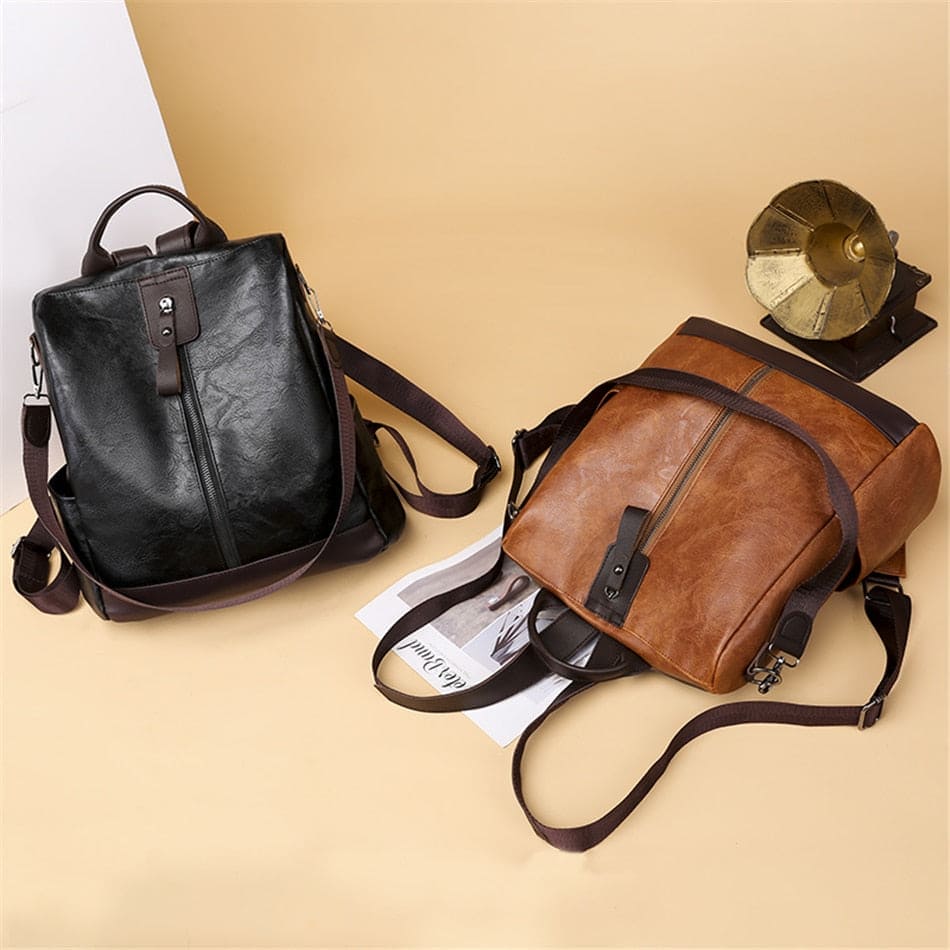 Timeless Elegance: 3-in-1 Retro PU Leather Backpack for Stylish Kids - The Little Big Store