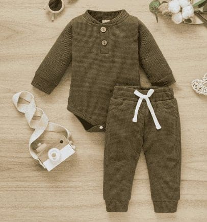 Twice the Charm: 2Pcs Suit Toddler Long Sleeve Romper Set for Style and Comfort! - The Little Big Store