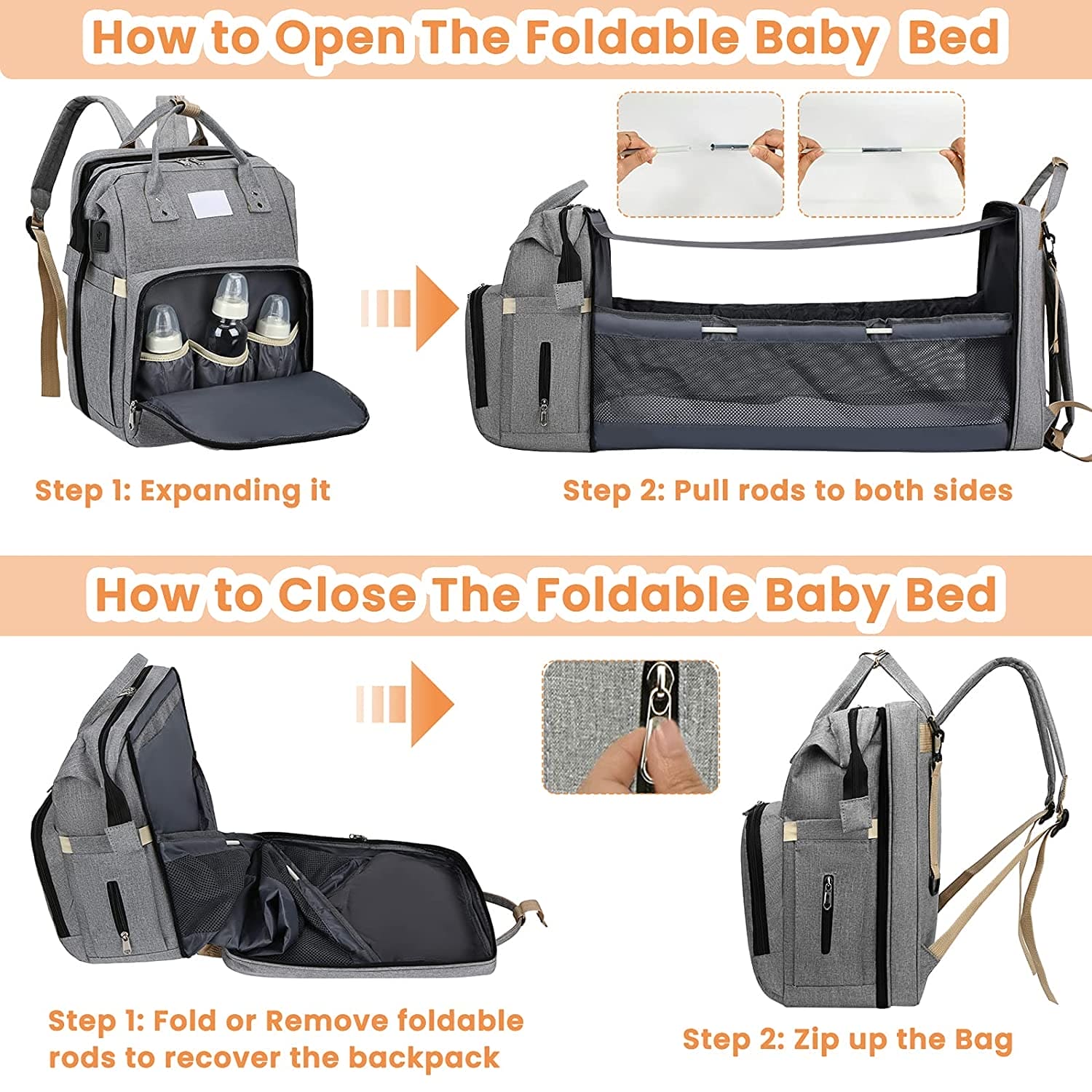 Your Baby's Dream Haven: The Ultimate Portable Bed & Diaper Bag Combo! - The Little Big Store